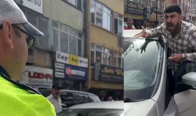 Aracını polisin üzerine sürdü, sonra bağırıp araç camına vurdu