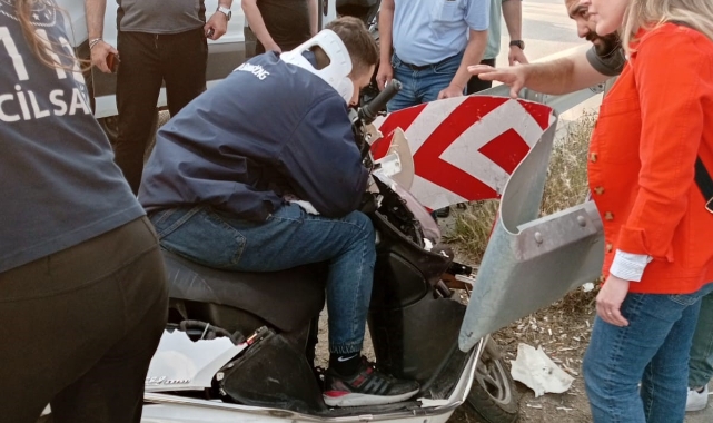Bursa'da motosiklet bariyerlere ok gibi saplandı