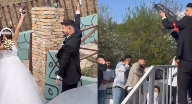 Gelin ve damat silahla ateş açtı