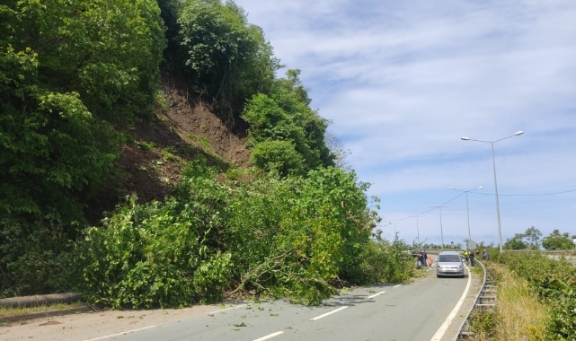Karadeniz Sahil Yolu'nda heyelan