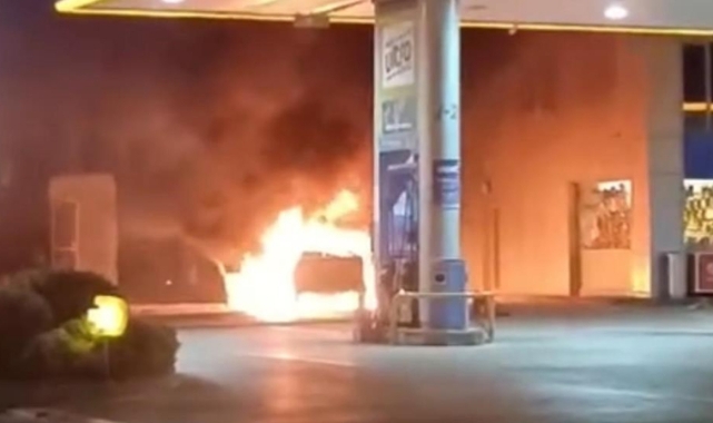Akaryakıt istasyonunda korku dolu anlar