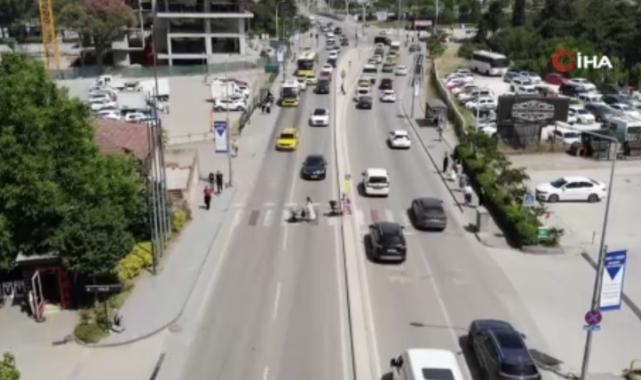 Bursa'da dron destekli 'yaya' denetimi