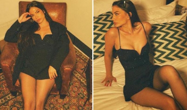 Demet Özdemir siyah elbisesi ile sosyal medyayı salladı!