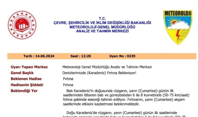 Doğu ve Batı Karadeniz için fırtına uyarısı