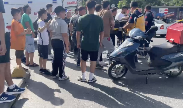Kapaklı'da otomobil ile çarpışan motosikletli kurye yaralandı