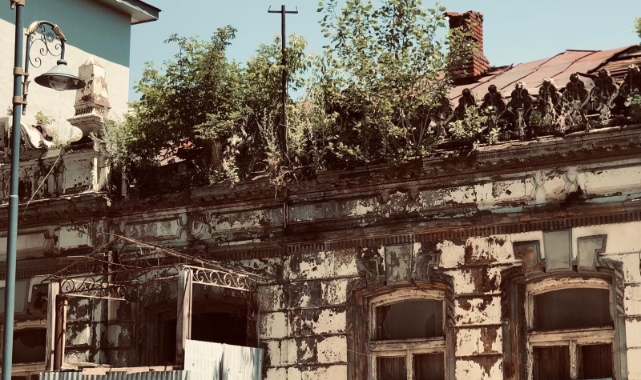 Kars’ta tarihi binanın üzerinde ağaç yetişti