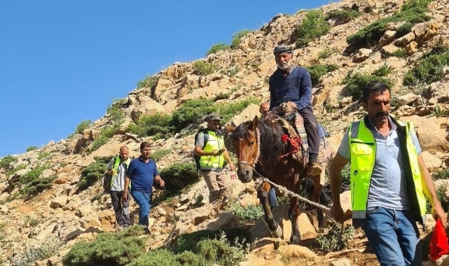 Siirt'te dağ başında rahatsızlanan çoban at sırtında ambulansa ulaştırıldı