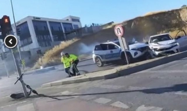 Trafik ekibi ile korsan taksi kavşakta çarpıştı: 6 kişi yaralı