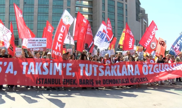 1 Mayıs'ta tutuklananlar için Adliyede eylem yaptılar