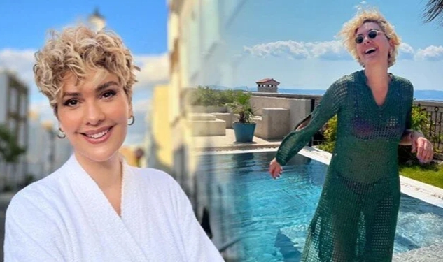 Bergüzar Korel'den havuz başında tatil pozları