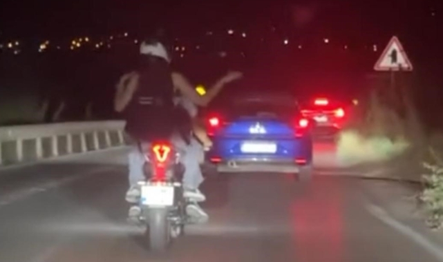 Bursa'da motosiklet üzerinde dans etti!