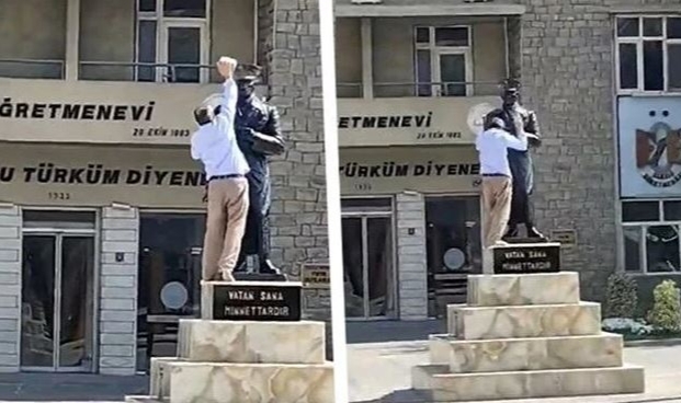 Elazığ'da Atatürk heykeline taşlı saldırı!