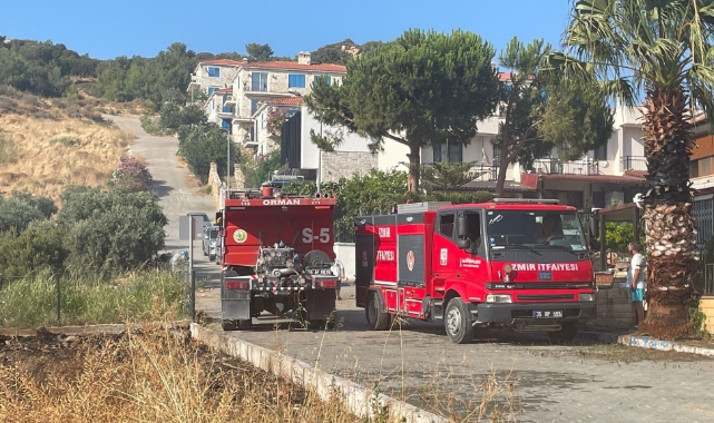 Foça’daki orman yangını alev alan araçtan çıkmış