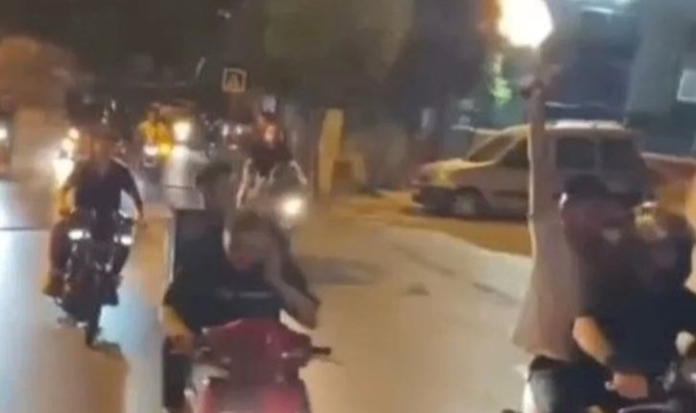 Motosikletin üzerinde havaya ateş açtı