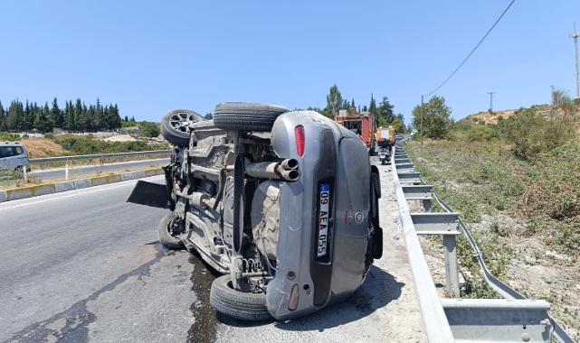 Söke'de korkutan kaza! İki araç devrildi