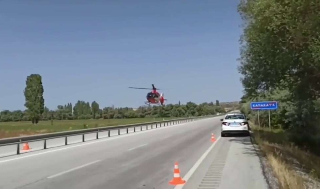 Trafik kazasına helikopterli müdahale