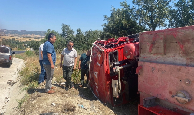 Yangına giden arazözün devrilmesi sonucu 3 personel yaralandı