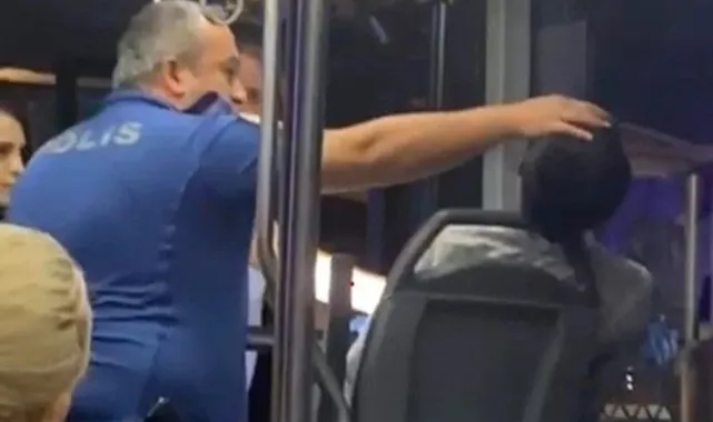 Belediye otobüsünde ilginç anlar! Devreye polis girdi