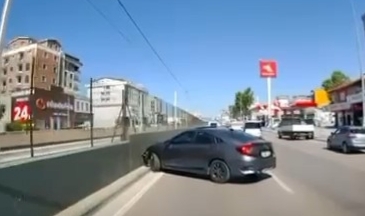 Bursa'da makas atmak isterken bariyere çarptı
