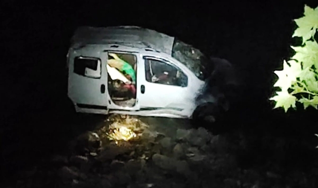 Giresun'da hafif ticari araç dereye uçtu