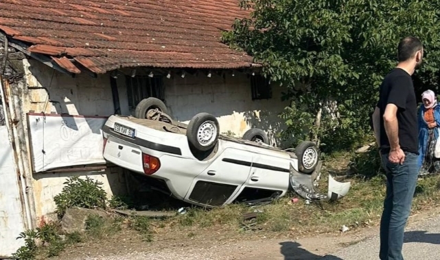 Kontrolden çıktı! Takla atarak duvara vurdu
