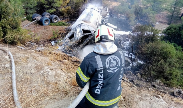 LPG yüklü tanker şarampole devrildi