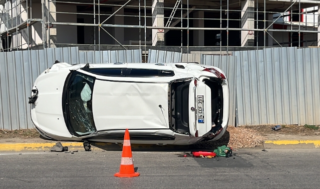 Takla atan otomobilden burnu bile kanamadan çıktı