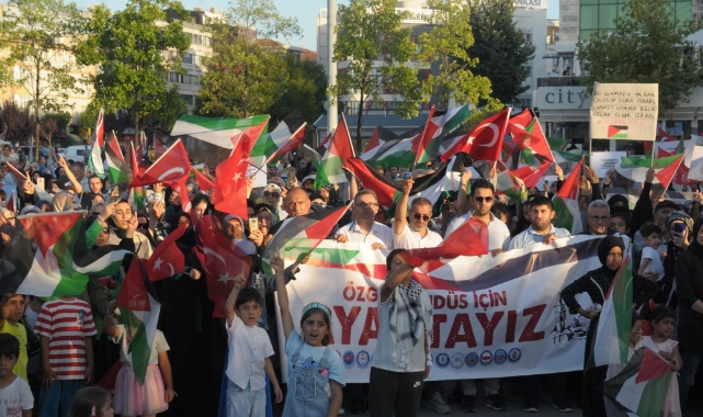 Yalova'da Hamas lideri İsmail Haniye ve Filistin için miting düzenlendi