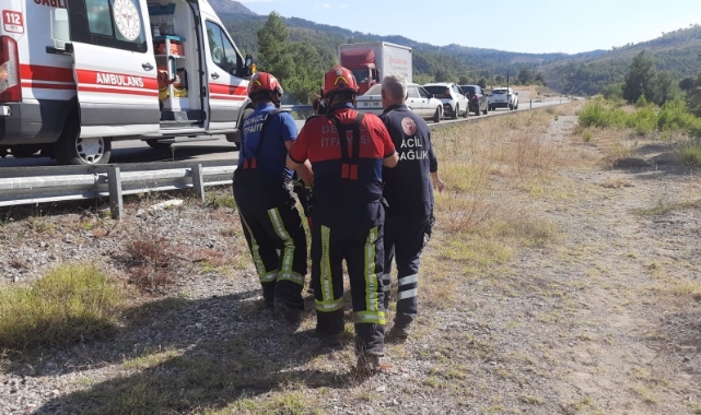 Yoldan çıkan araç ağaca çarparak durabildi
