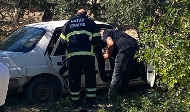 Zeytinliğe uçan otomobildeki 2 kişi yaralandı!