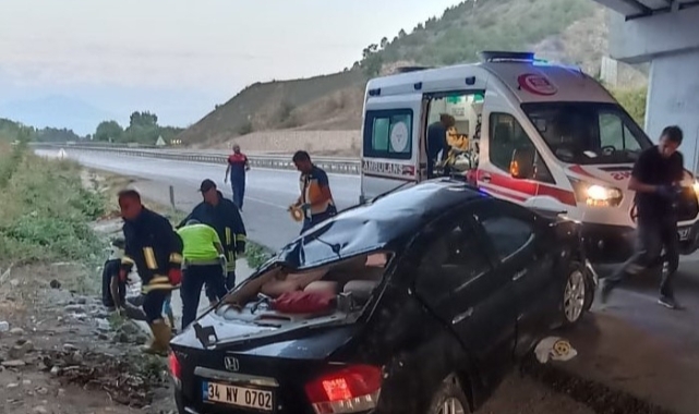 Amasya’da otomobil takla attı