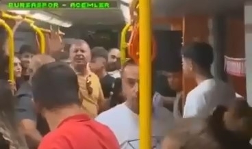 Bursa'da metroda yer verme kavgası