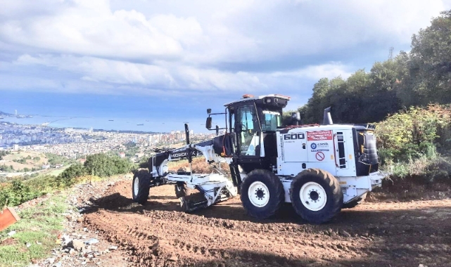 Canik’te kırsalda yol çalışması
