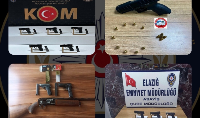 Elazığ’da 12 adet ruhsatsız silah ele geçirildi