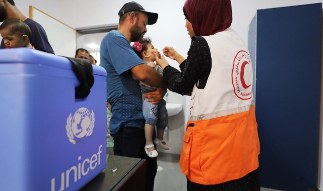Gazze Şeridi’nde yaklaşık 355 bin çocuk aşı oldu