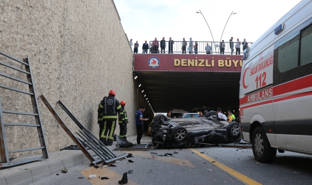 Otomobil 5 metreden aşağıya düştü: 1 ölü, 2 ağır yaralı