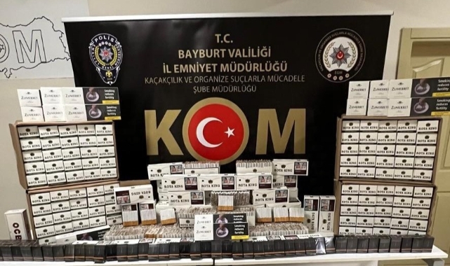 Bayburt'ta kaçak sigaralara el konuldu