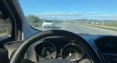 Bursa'da otobanda ters yönde ilerledi, kaza böyle teğet geçti