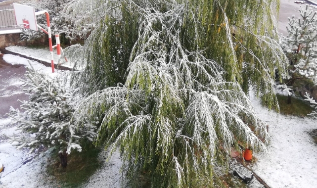 Erzurum'un kent merkezinde kar sezonu açıldı
