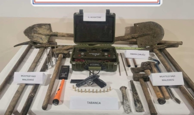 Kaçak kazı yapan şahıslara suçüstü