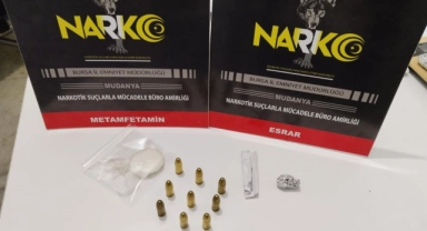 Mudanya'da durdurulan şahsın üzerinden uyuşturucu ve mermi çıktı