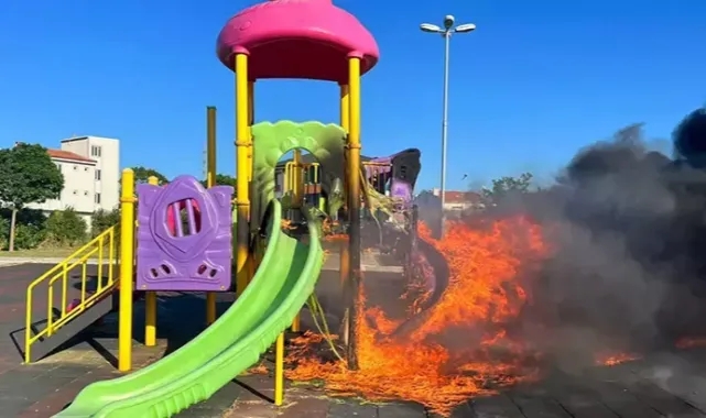 Tekirdağ'da çocuk parkı alevlere teslim oldu