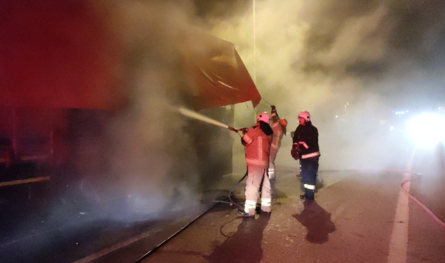 Bursa'da 20 ton domates yüklü kamyon alev alev yandı!
