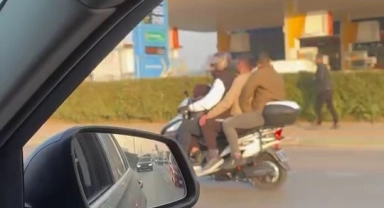 Bursa'da motosiklette tehlikeli yolculuk!