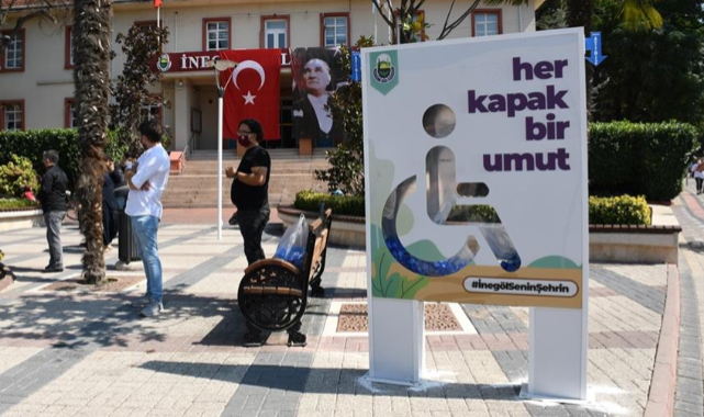 İnegöl'de engeller mavi kapaklarla aşılıyor