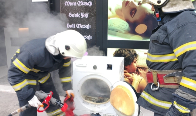 Isparta'da masaj salonunda kurutma makinesi yandı