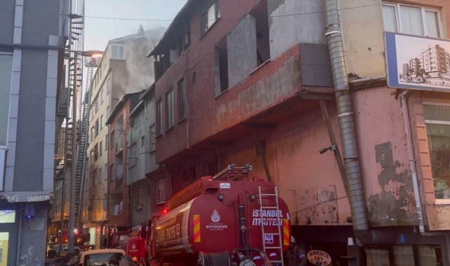 Şişli'de korkutan soba yangını: Alevler kamerada
