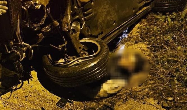 Takla atan otomobilinin altında kalan sürücü feci şekilde can verdi