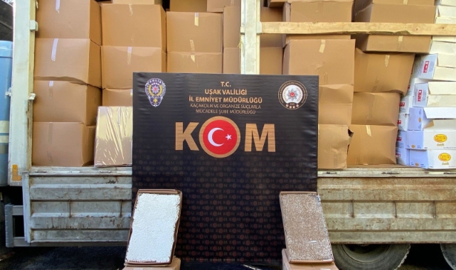 Uşak’ta 5 milyona yakın değerinde kaçak makaron ele geçirildi