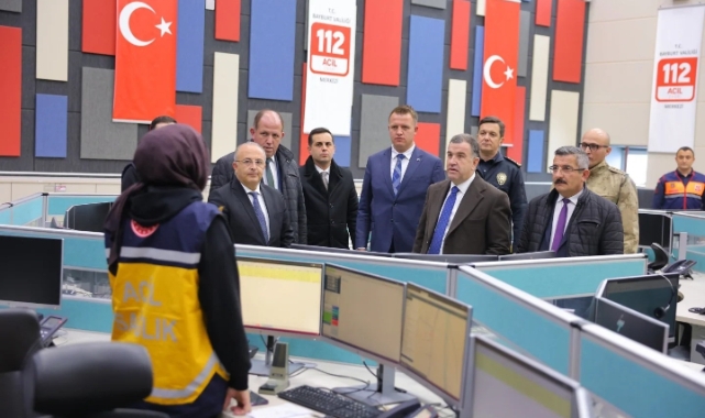 Vali Eldivan, 112 Acil Çağrı Merkezinde incelemede bulundu